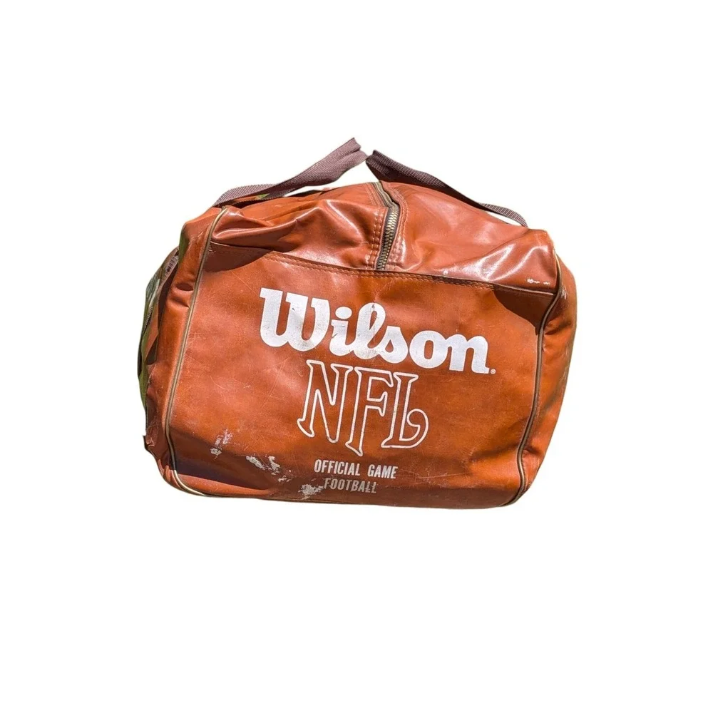 Vintage Wilson NFL Duffle Bag Brown‎ Vinyl Gym Travel Football Equipment Bag USA